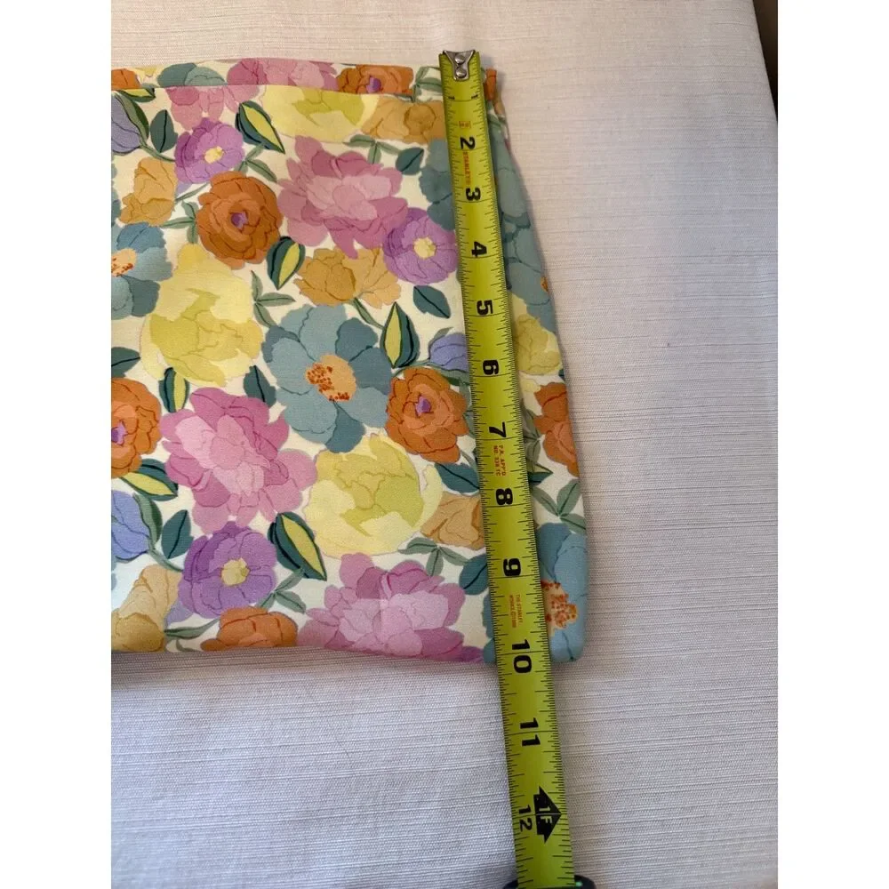 ZARA Multicolor Floral High Waisted Wide Leg Pants Size Small Boho Flowy Palazzo - Picture 6 of 9